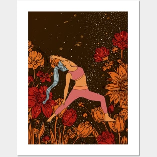 Flower Yoga Warrior Posters and Art